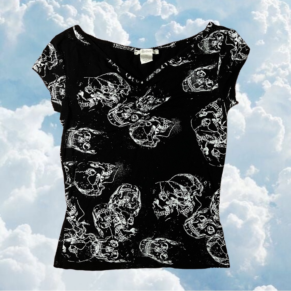 Goth All Over Skull Print Top